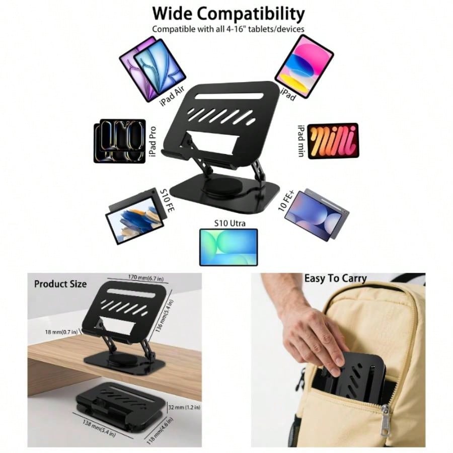 Men Accessories For Travel - Black Phone Holders Tablet Stand, 360