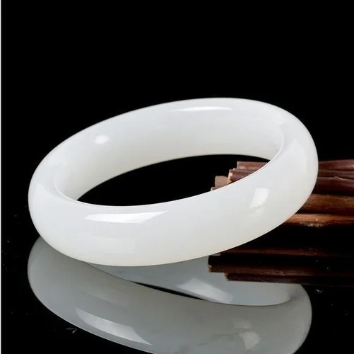 Men Accessories Style - Genuine Natural White Jade Bangle Bracelet