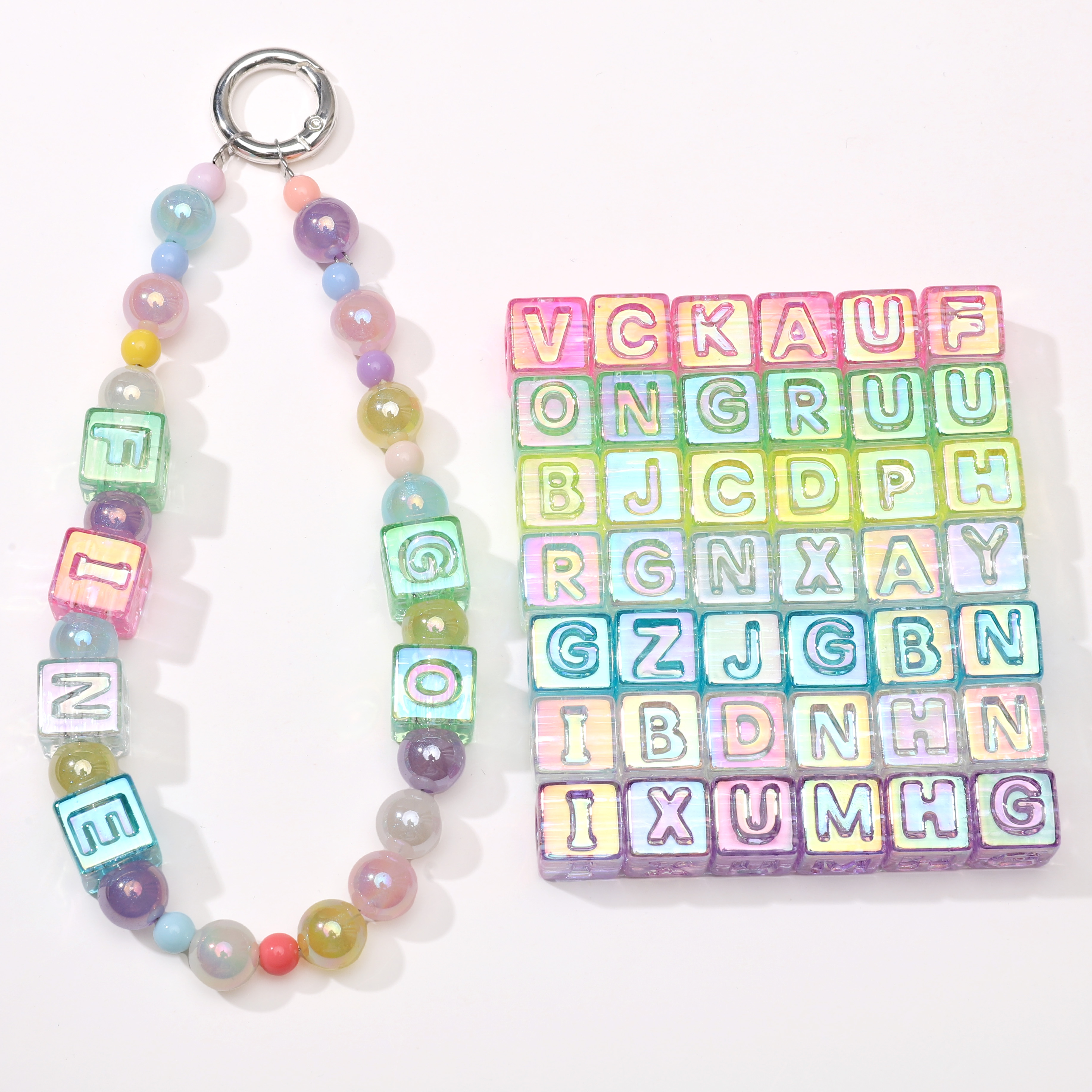 Men Accessories Necklace - 10Pcs beading Colorful Clear Letter Beads