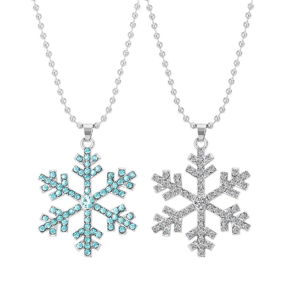 Men Accessories Necklace - Magical Blue Crystal Snowflake Pendant Necklace