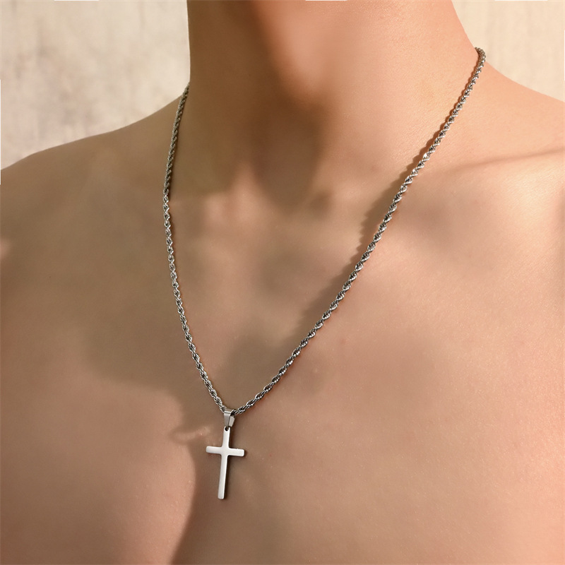 Men Accessories Singapore - Unisex Cross Pendant Necklace Stainless Steel