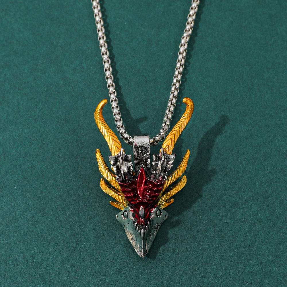 Men Accessories Necklace - Retro Hip-Hop Evil Dragon Head Pendant