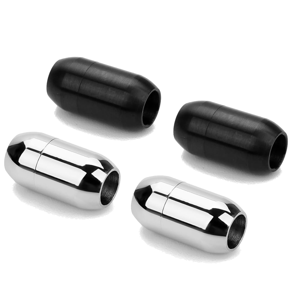 Men Accessories Necklace - 2pcs Stainless Steel Magnetic Clasp Leather