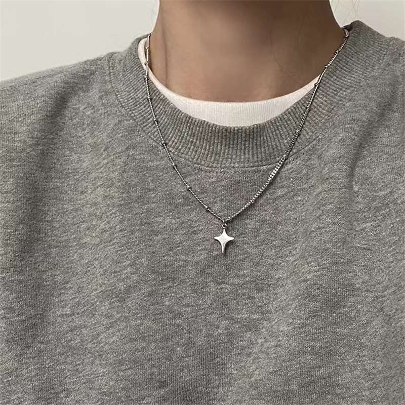 Men Accessories Aesthetic - Kpop Goth Silver Color Star Pendant