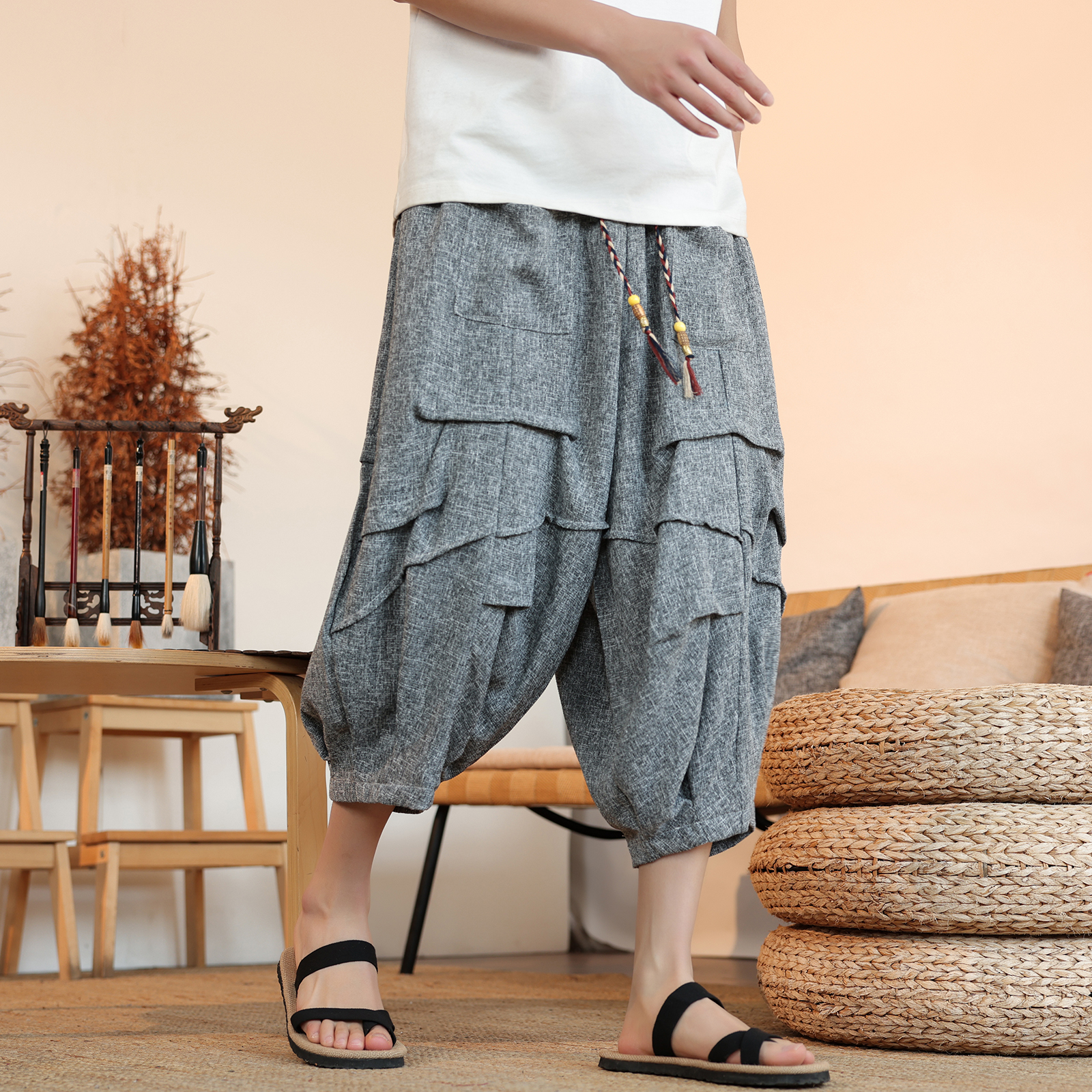 Men'S Kimono Accessories - Summer Lantern Pants Men Japan Style