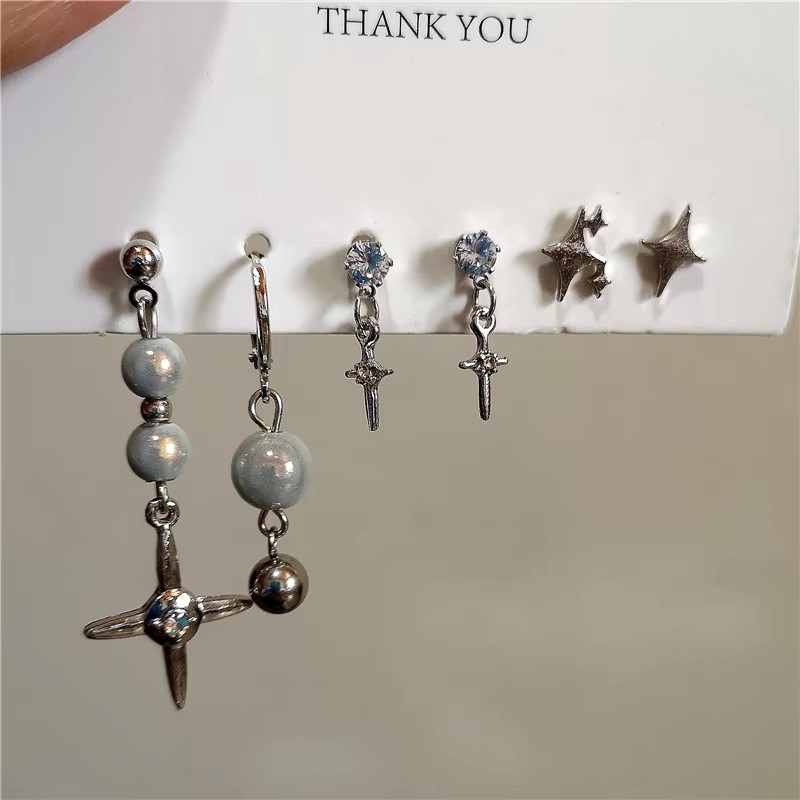 6PCS SET Goth Punk Crystal Cro - Men Accessories Aesthetic avaliação e preço