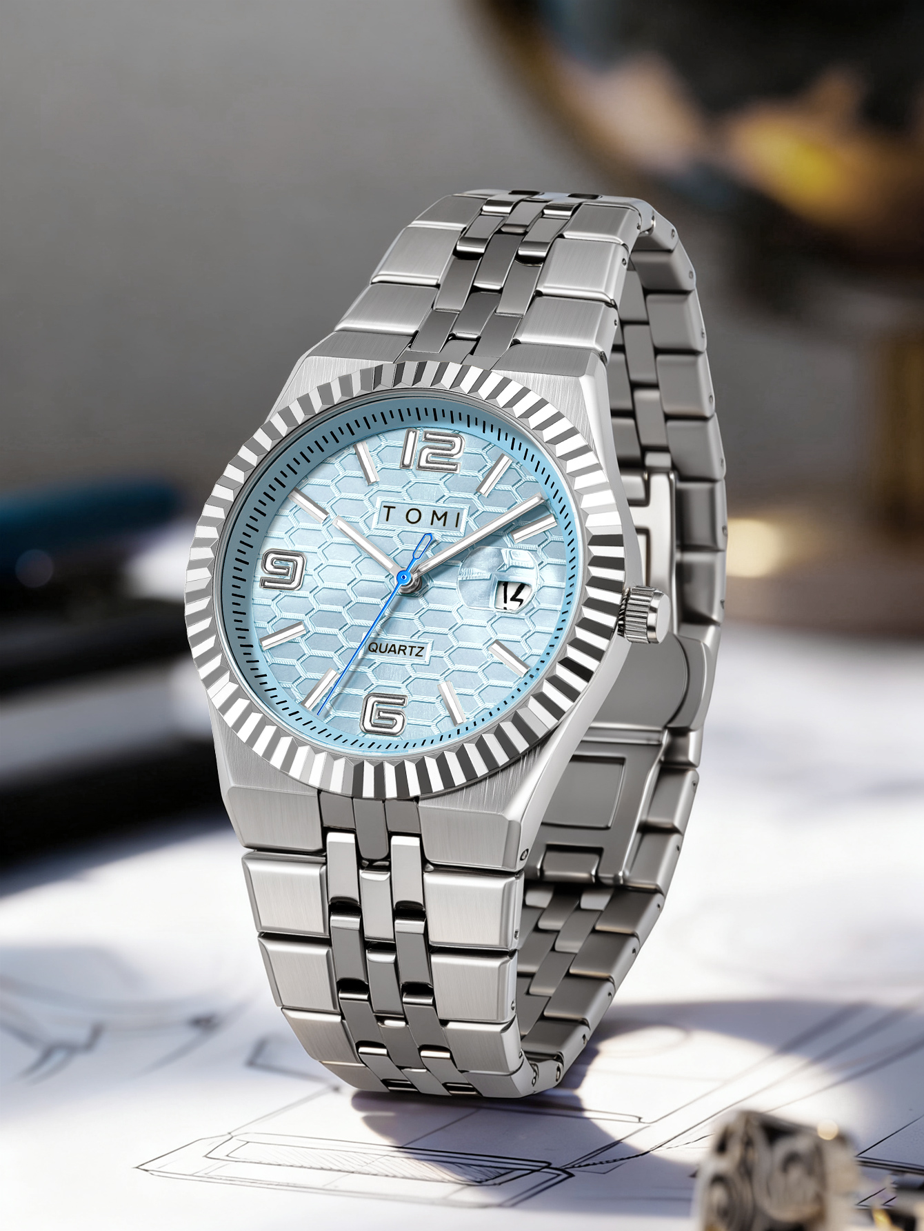 TOMI Luxury Men's Watch Steel  - Cufflink Box Set avaliação e preço