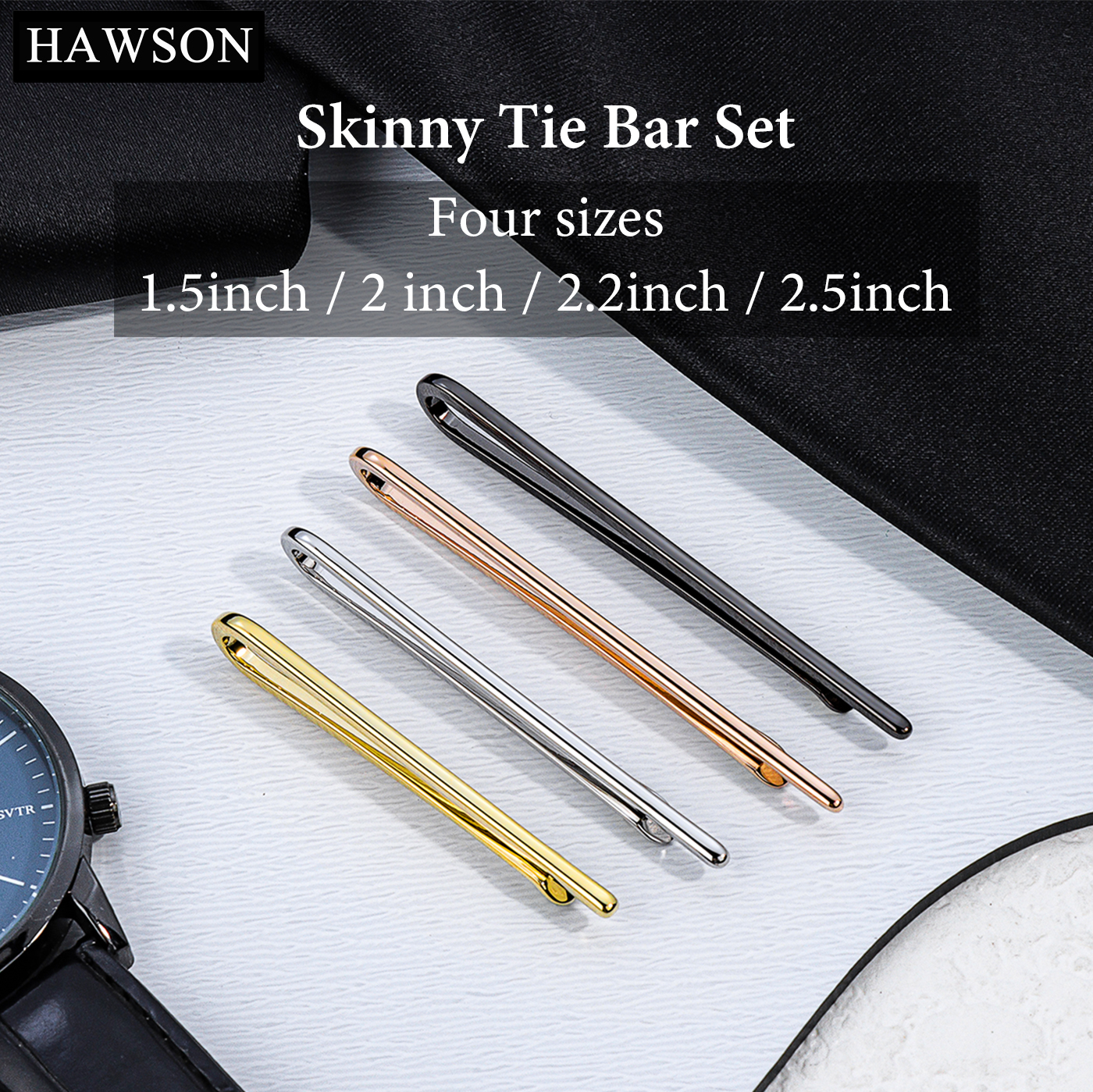HAWSON Tie Clips for Men 4Pcs  - Cufflink Box Set avaliação e preço