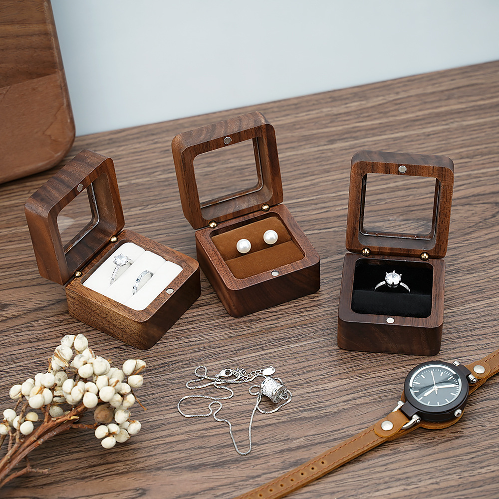 Black Walnut Solid Ring Box Si - Cufflink Box Set avaliação e preço