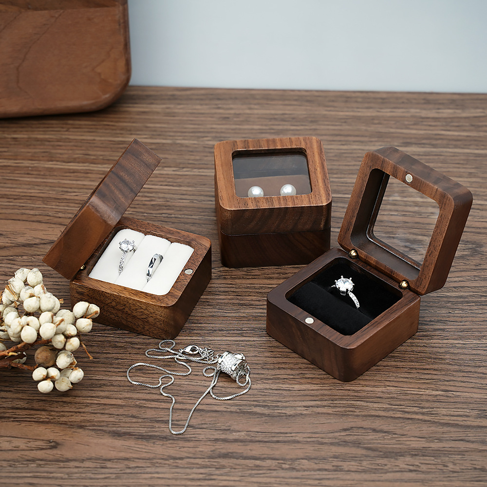 Black Walnut Solid Ring Box Si - Cufflink Box Set avaliação e preço