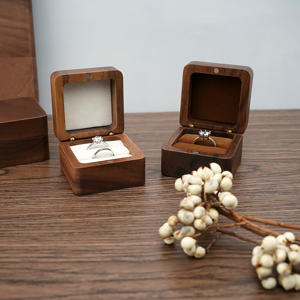 Black Walnut Solid Ring Box Si - Cufflink Box Set avaliação e preço
