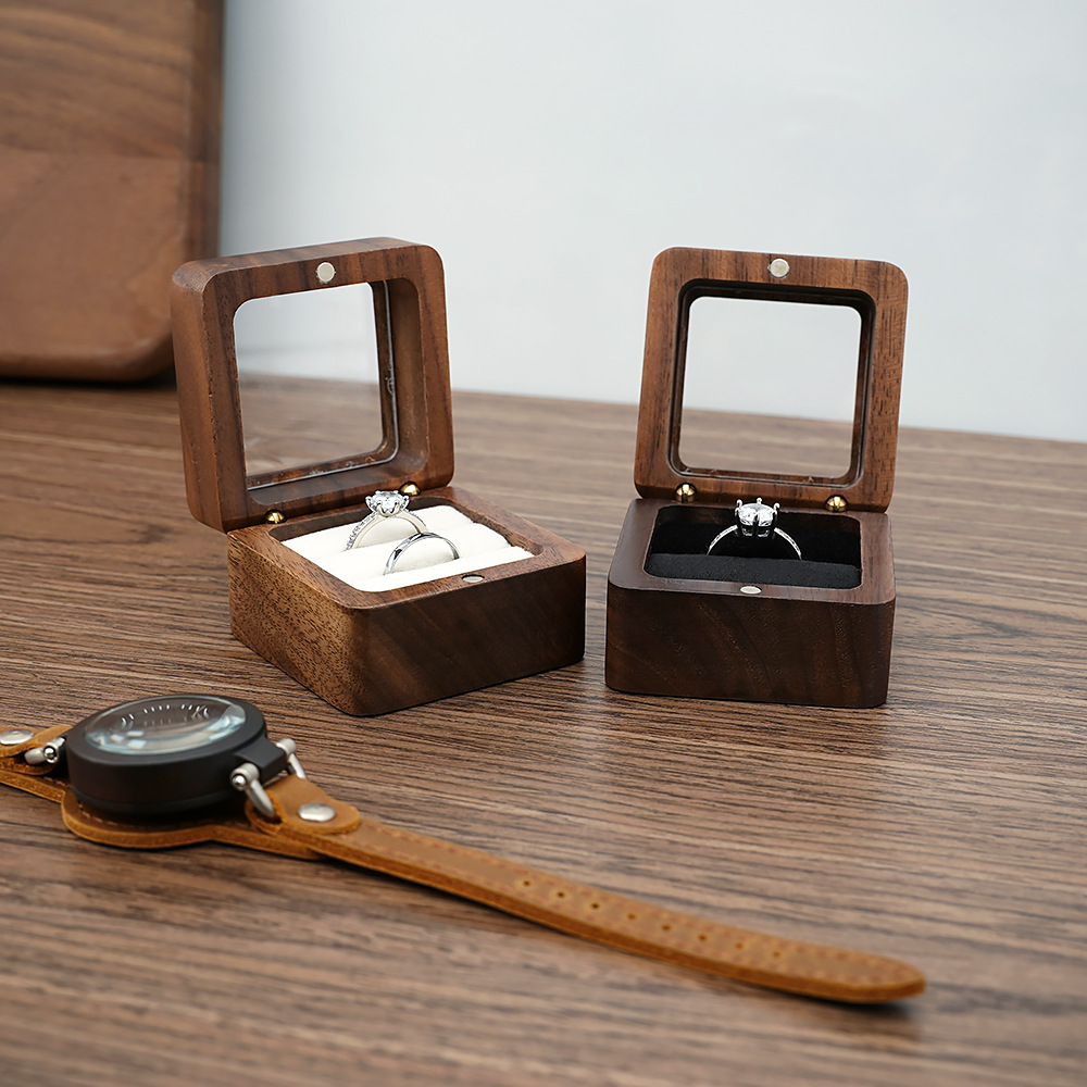 Black Walnut Solid Ring Box Si - Cufflink Box Set avaliação e preço