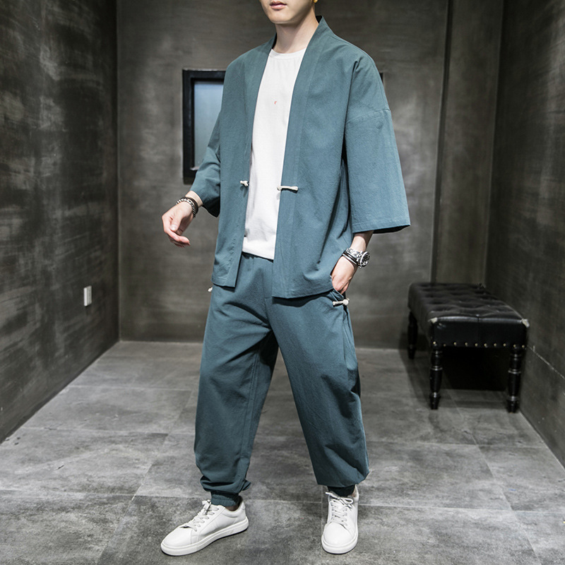 Men's Retro Cardigan Loose Pan - Men'S Kimono Accessories avaliação e preço