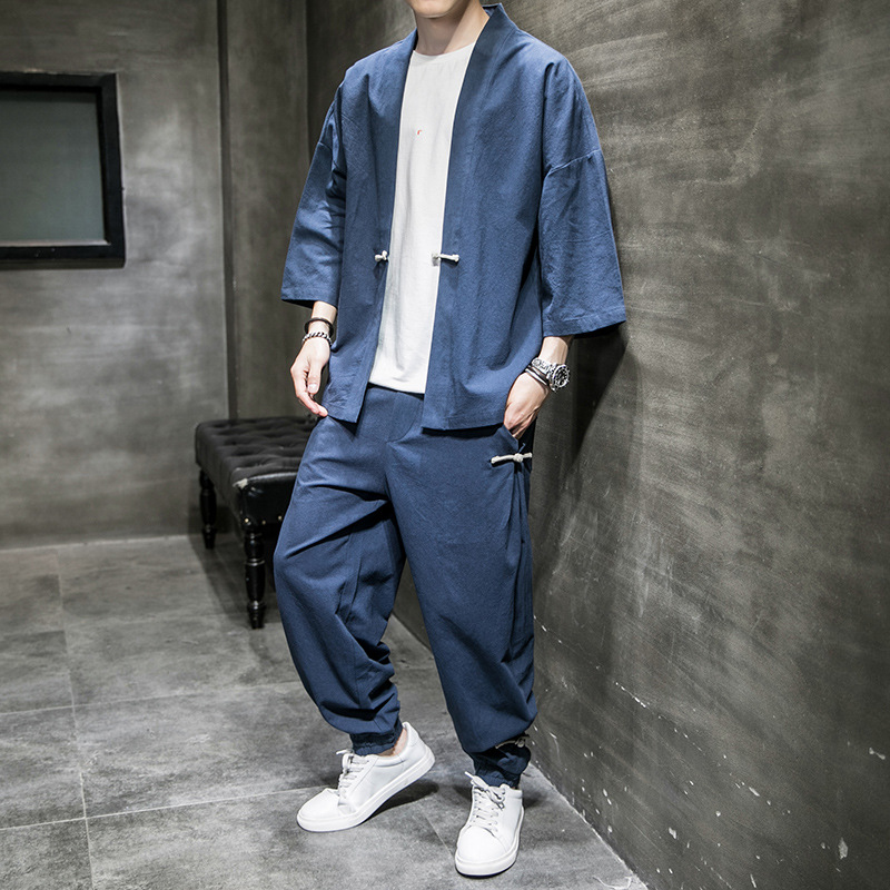 Men's Retro Cardigan Loose Pan - Men'S Kimono Accessories avaliação e preço