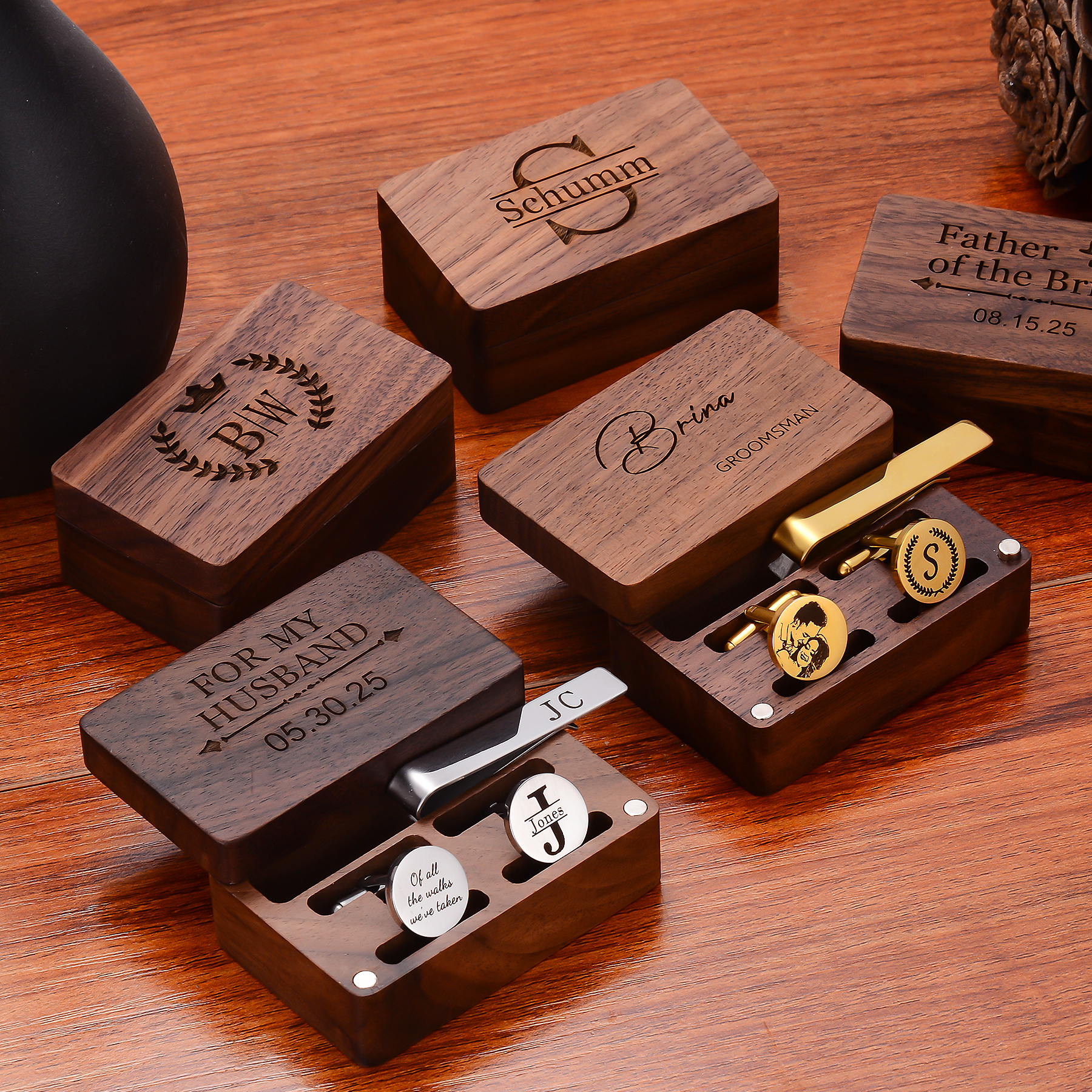 Custom Metal Cufflinks Tie Cli - Cufflink Box Set avaliação e preço