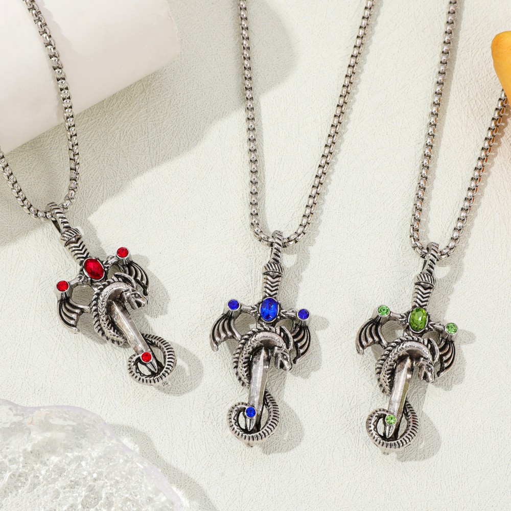 Retro Multicolor Gem Dragon Sw - Men Accessories Necklace avaliação e preço