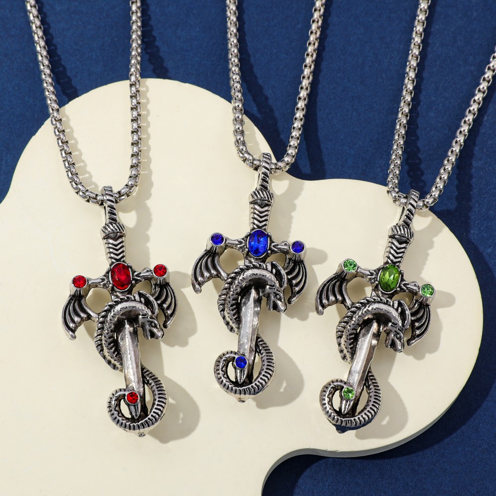 Retro Multicolor Gem Dragon Sw - Men Accessories Necklace avaliação e preço
