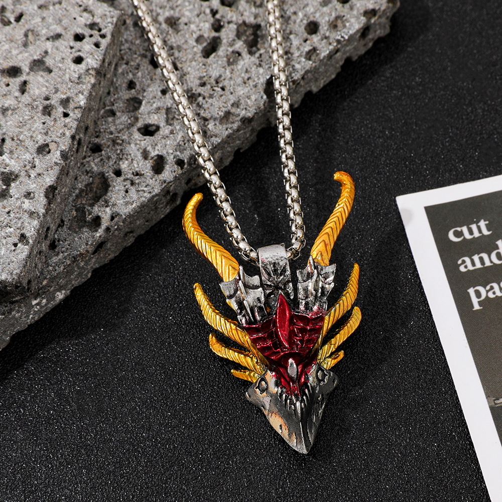 Retro Hip-Hop Evil Dragon Head - Men Accessories Necklace avaliação e preço