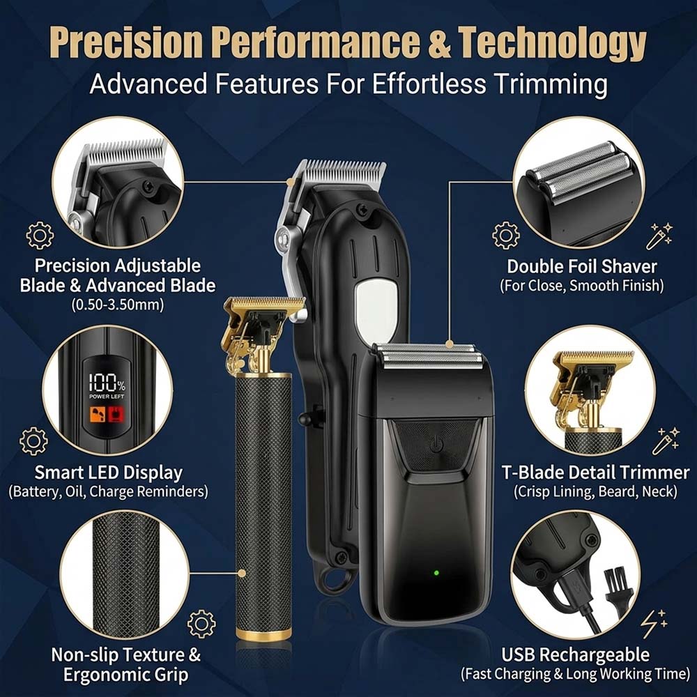 Professional Hair Clipper Set  - Men Accessories Guide avaliação e preço