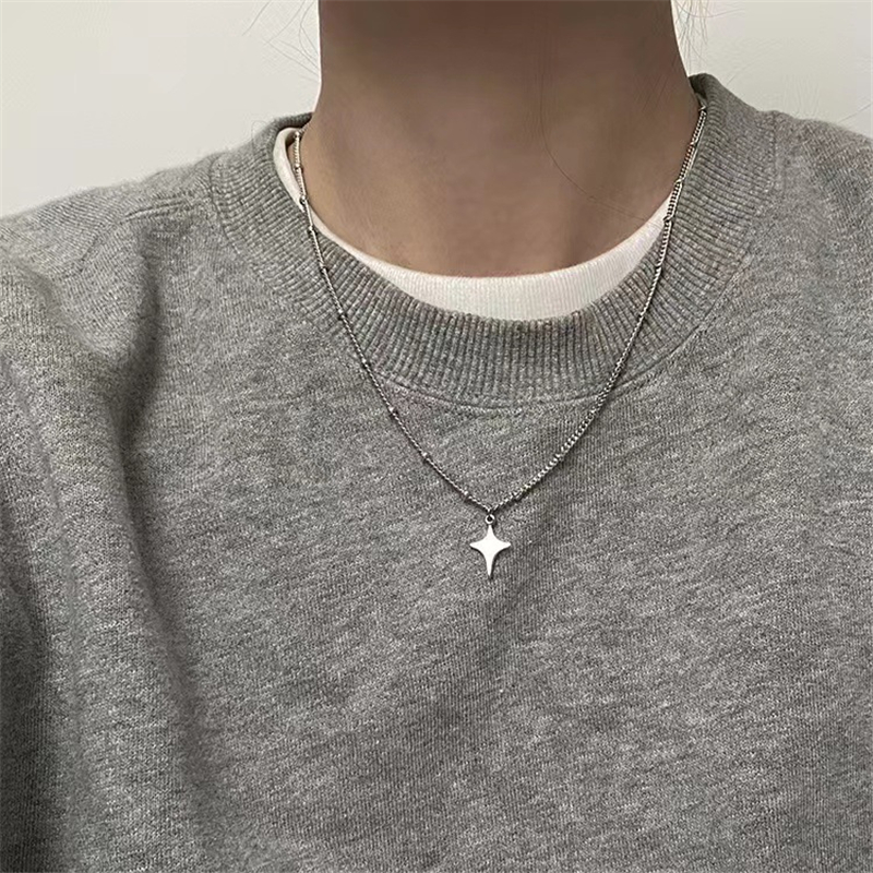 Kpop Goth Silver Color Star Pe - Men Accessories Aesthetic avaliação e preço