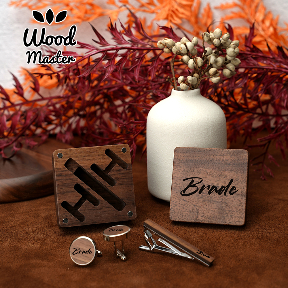 Custom Engraved Wooden Groom A - Cufflink Box Set avaliação e preço