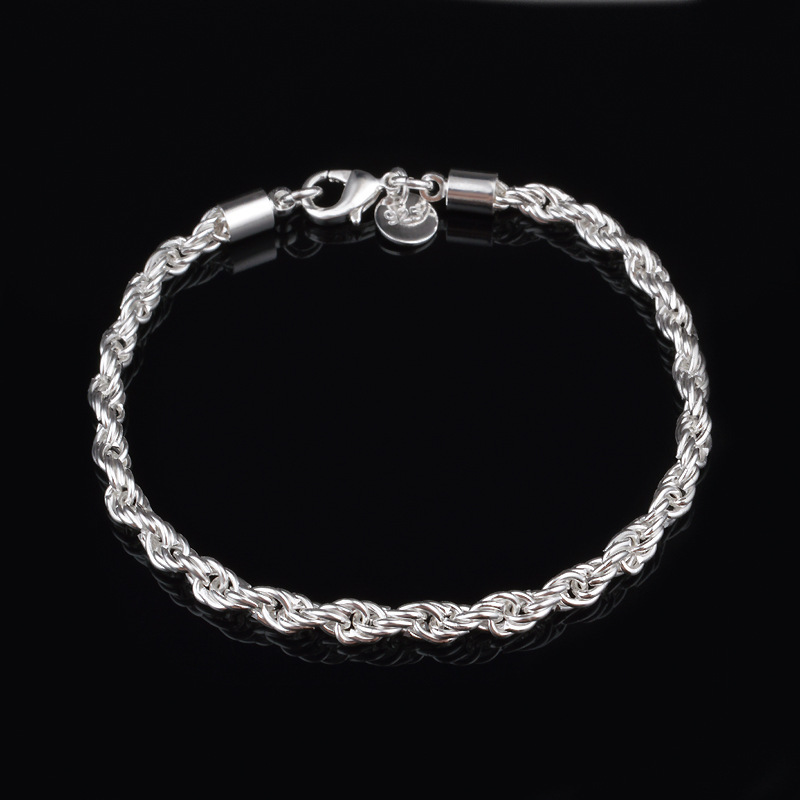 4MM Silver Plated Twisted Rope - Men Accessories Singapore avaliação e preço