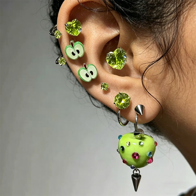 Novelty Green Apple Copper Ear - Men Accessories Aesthetic avaliação e preço