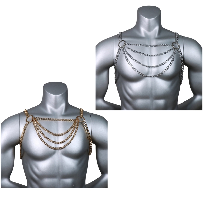 Men's Sexy Metal Body Chest Ch - Mens Accessories Style avaliação e preço