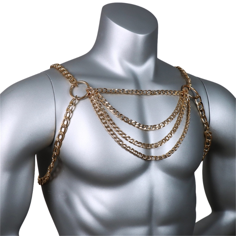 Men's Sexy Metal Body Chest Ch - Mens Accessories Style avaliação e preço