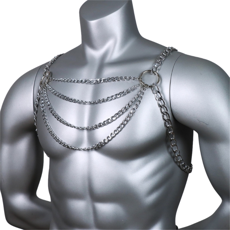 Men's Sexy Metal Body Chest Ch - Mens Accessories Style avaliação e preço