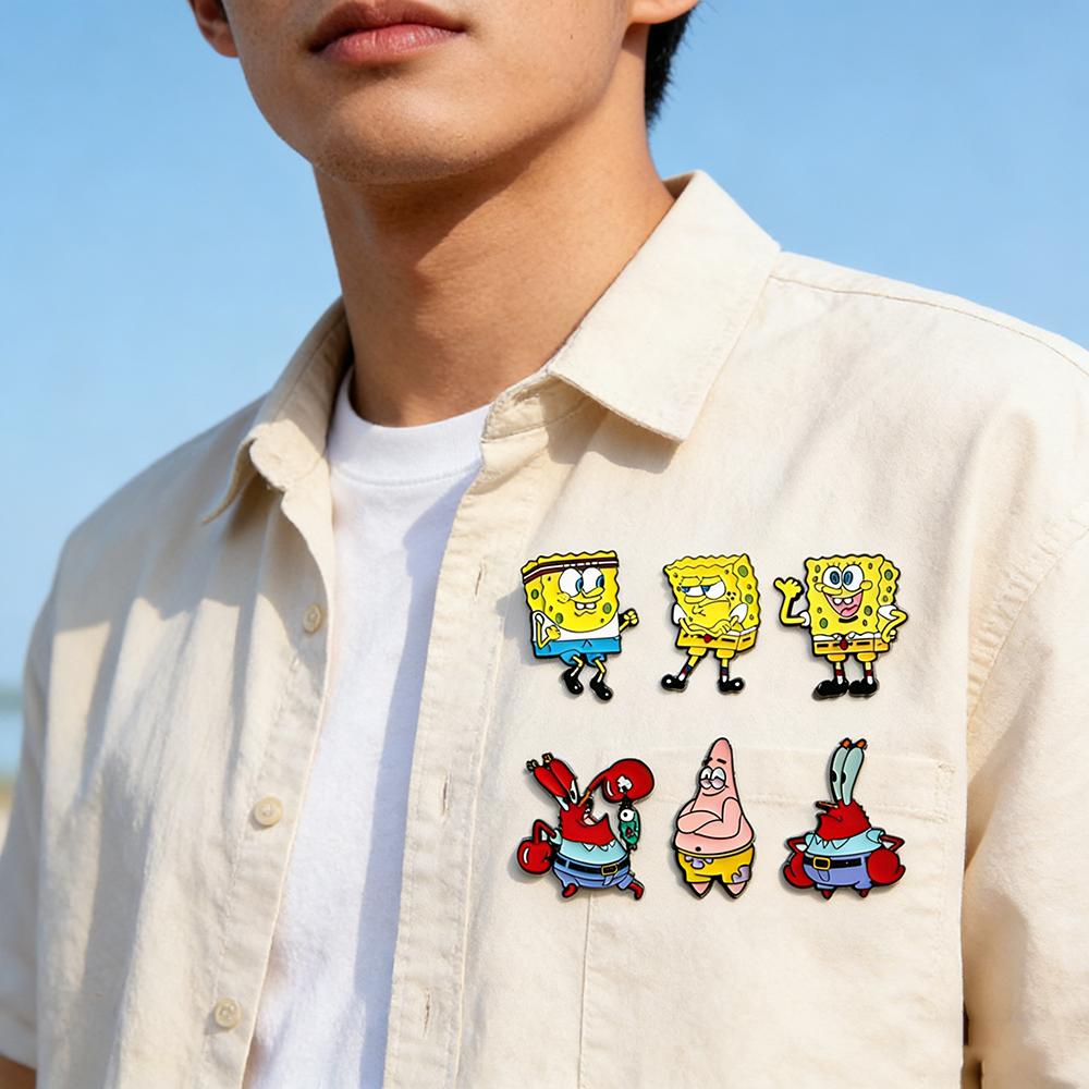 6 Pcs SpongeBob SquarePants An - Lapel Pin Enamel avaliação e preço