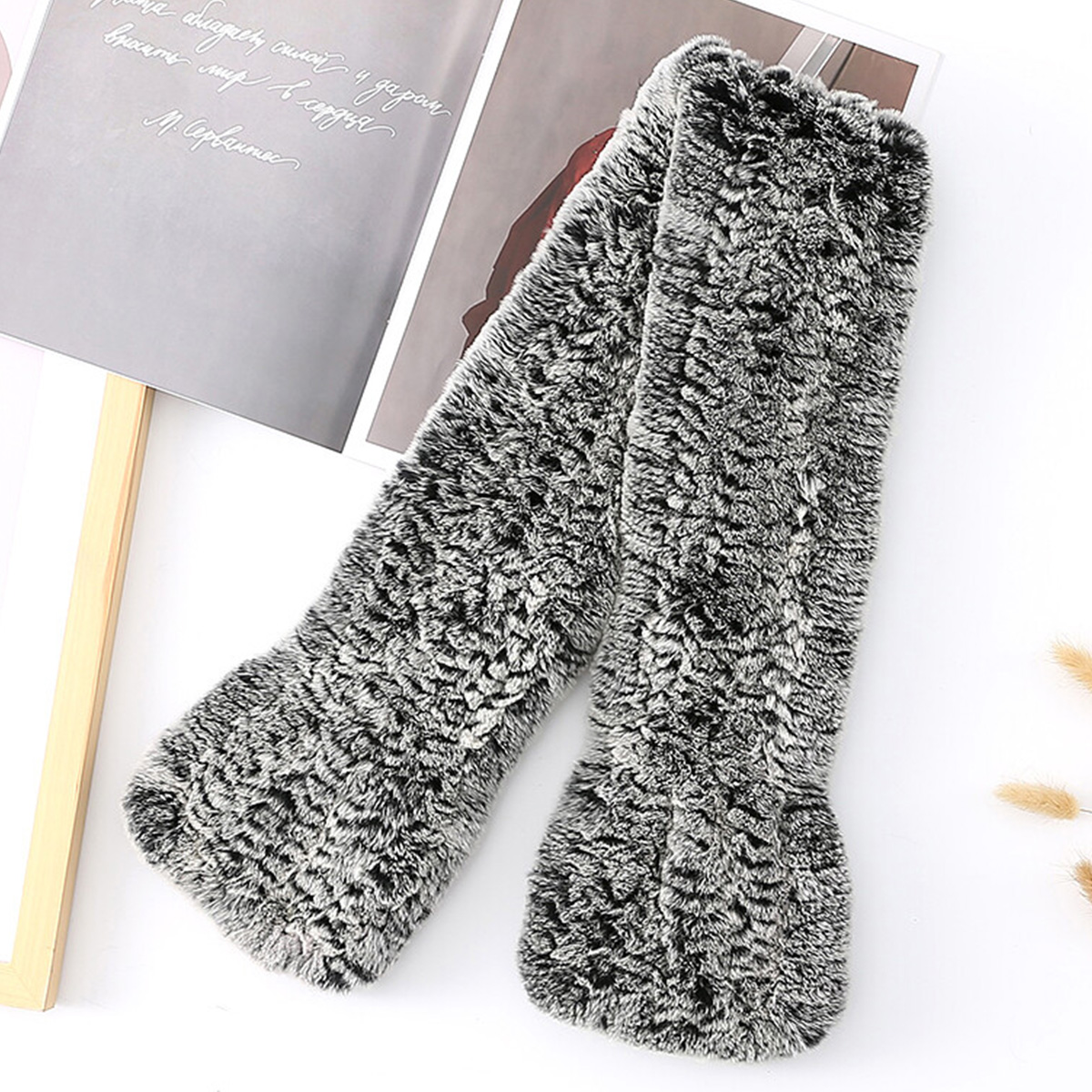 FEIMANYUAN Real Rabbit Fur Sca - Men Accessories Sale avaliação e preço