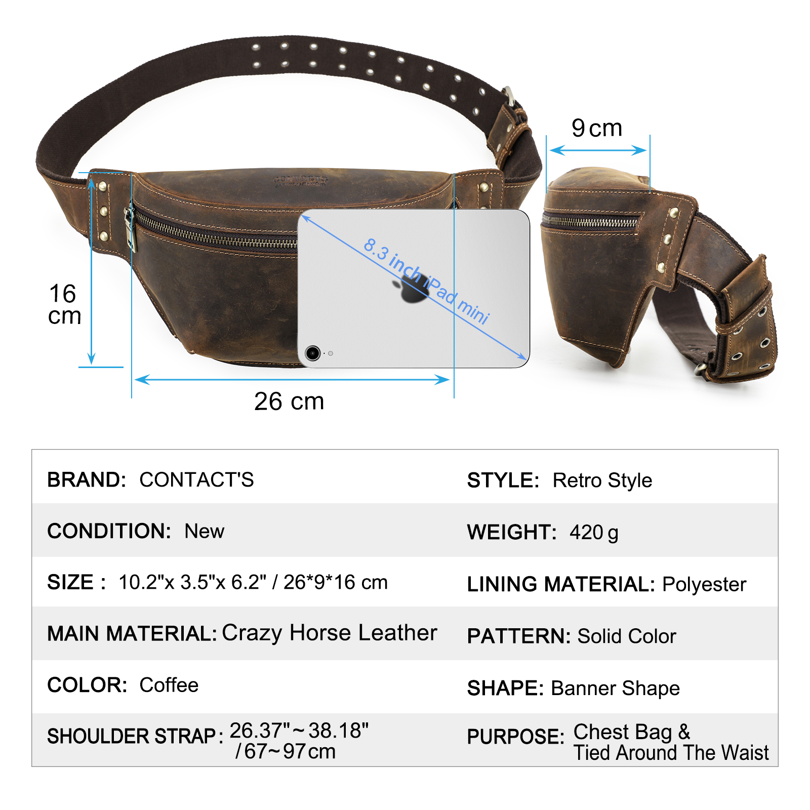 CONTACT'S Genuine Leather Wais - Men Accessories For Travel avaliação e preço