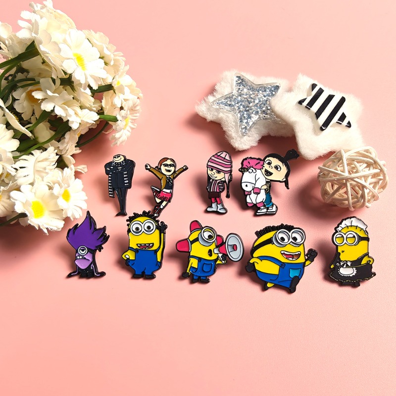 9pcs New Cute Cartoon Minions  - Lapel Pin Enamel avaliação e preço