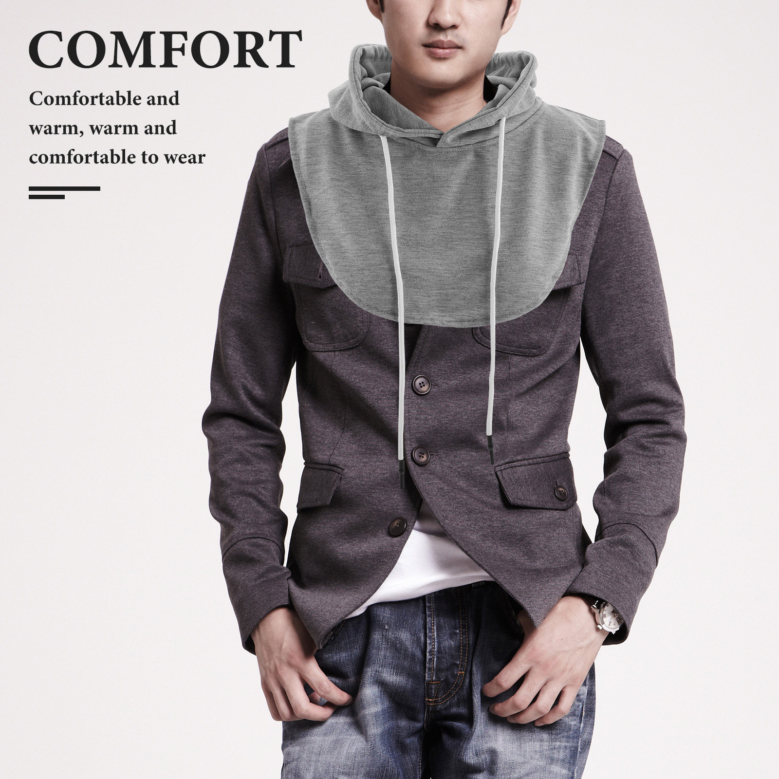 Detachable Hooded Faux Collar  - Men Accessories For Travel avaliação e preço
