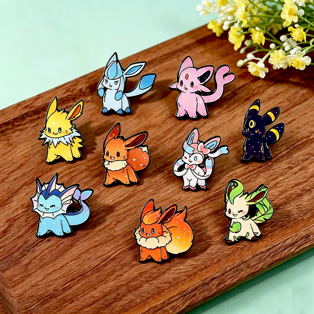9Pcs Pokemon Eevee Flareon Ena - Lapel Pin Enamel avaliação e preço