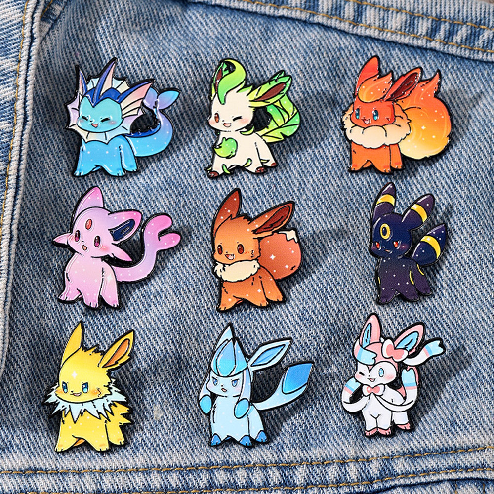 9Pcs Pokemon Eevee Flareon Ena - Lapel Pin Enamel avaliação e preço