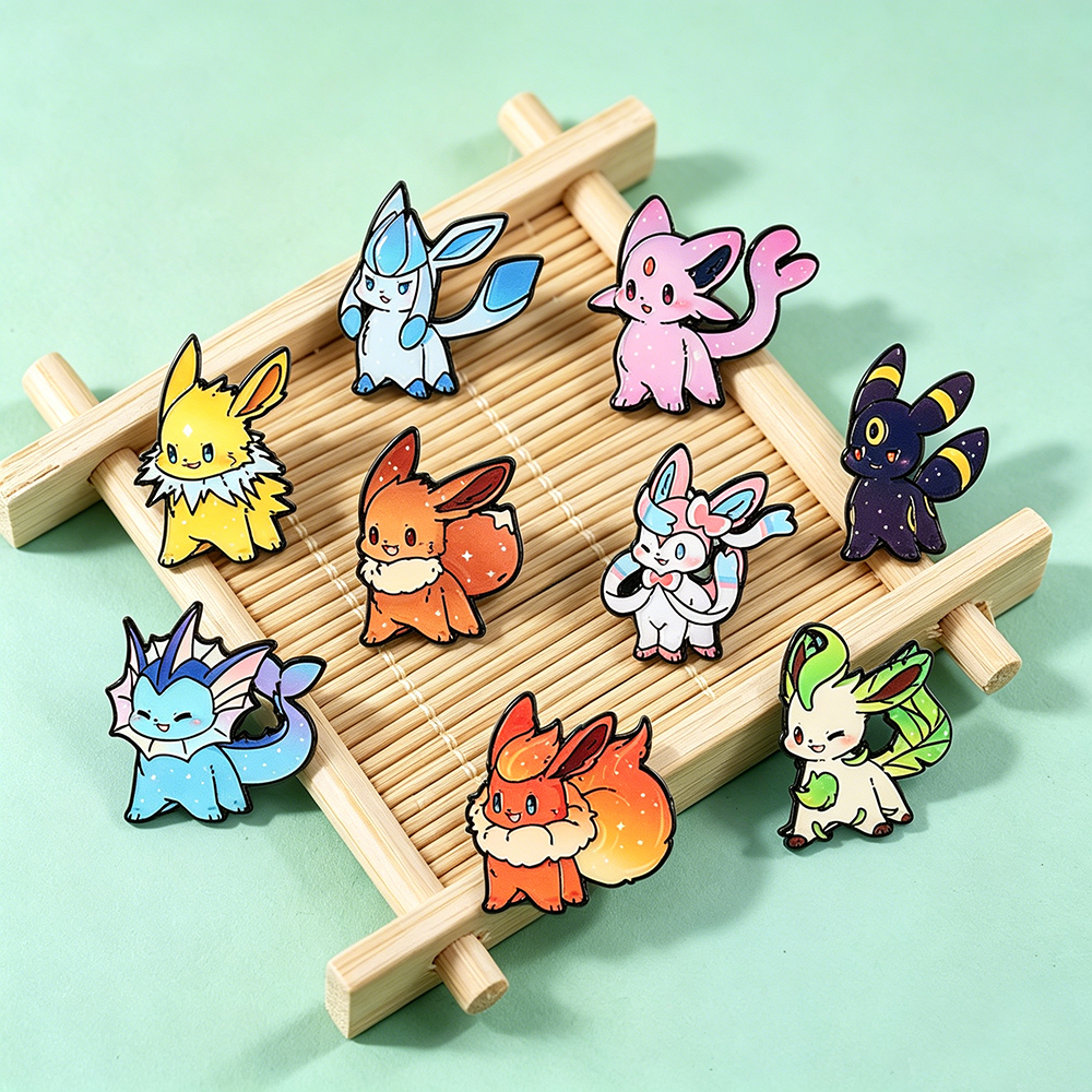 9Pcs Pokemon Eevee Flareon Ena - Lapel Pin Enamel avaliação e preço