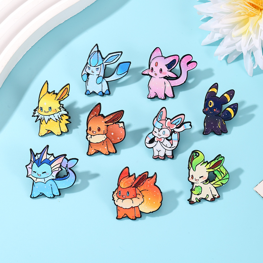 9Pcs Pokemon Eevee Flareon Ena - Lapel Pin Enamel avaliação e preço