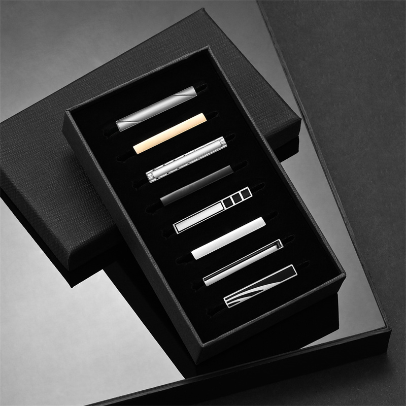 8 PCS Short Tie Clips Set With - Cufflink Box Set avaliação e preço
