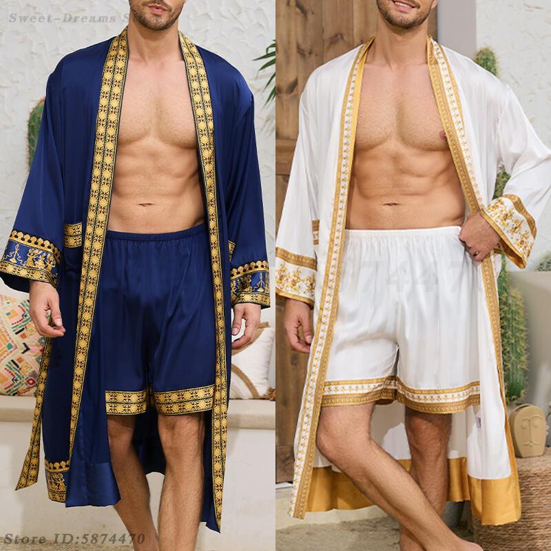 Men's Long Robe Pajamas Set Ba - Men'S Kimono Accessories avaliação e preço