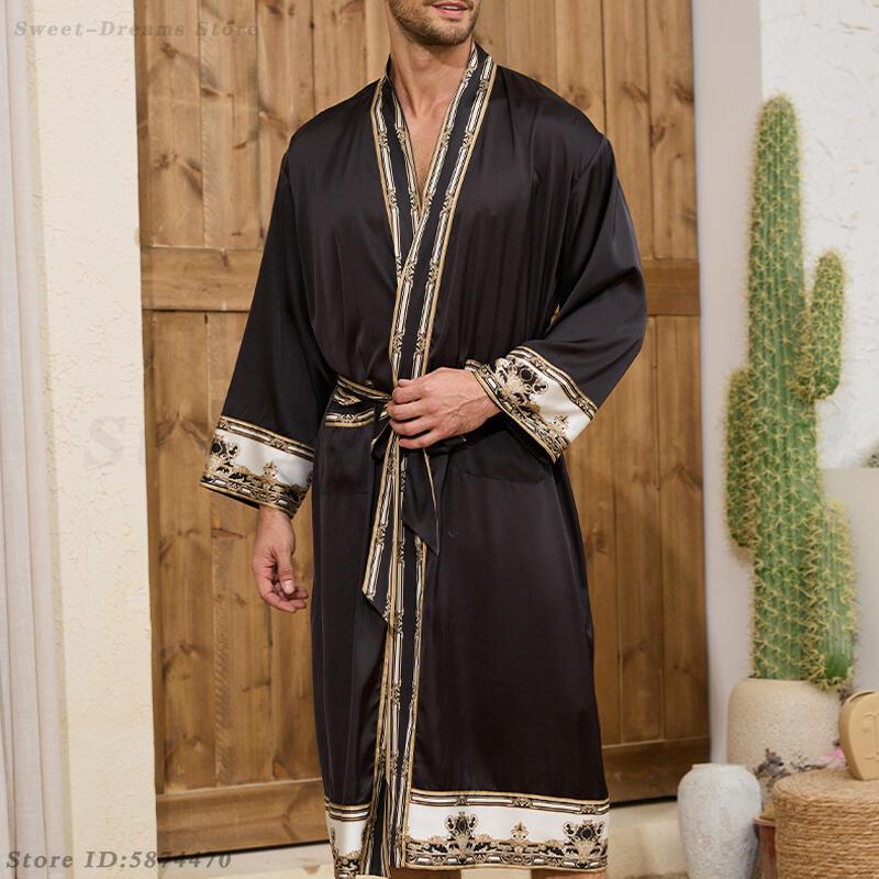 Men's Long Robe Pajamas Set Ba - Men'S Kimono Accessories avaliação e preço