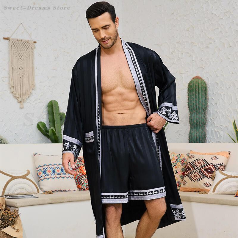 Men's Long Robe Pajamas Set Ba - Men'S Kimono Accessories avaliação e preço