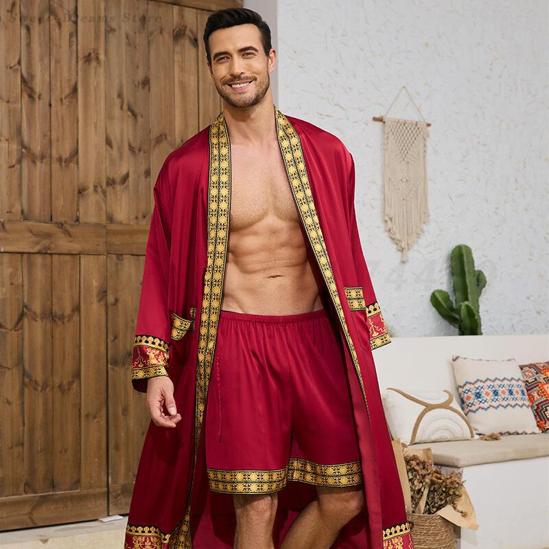 Men's Long Robe Pajamas Set Ba - Men'S Kimono Accessories avaliação e preço