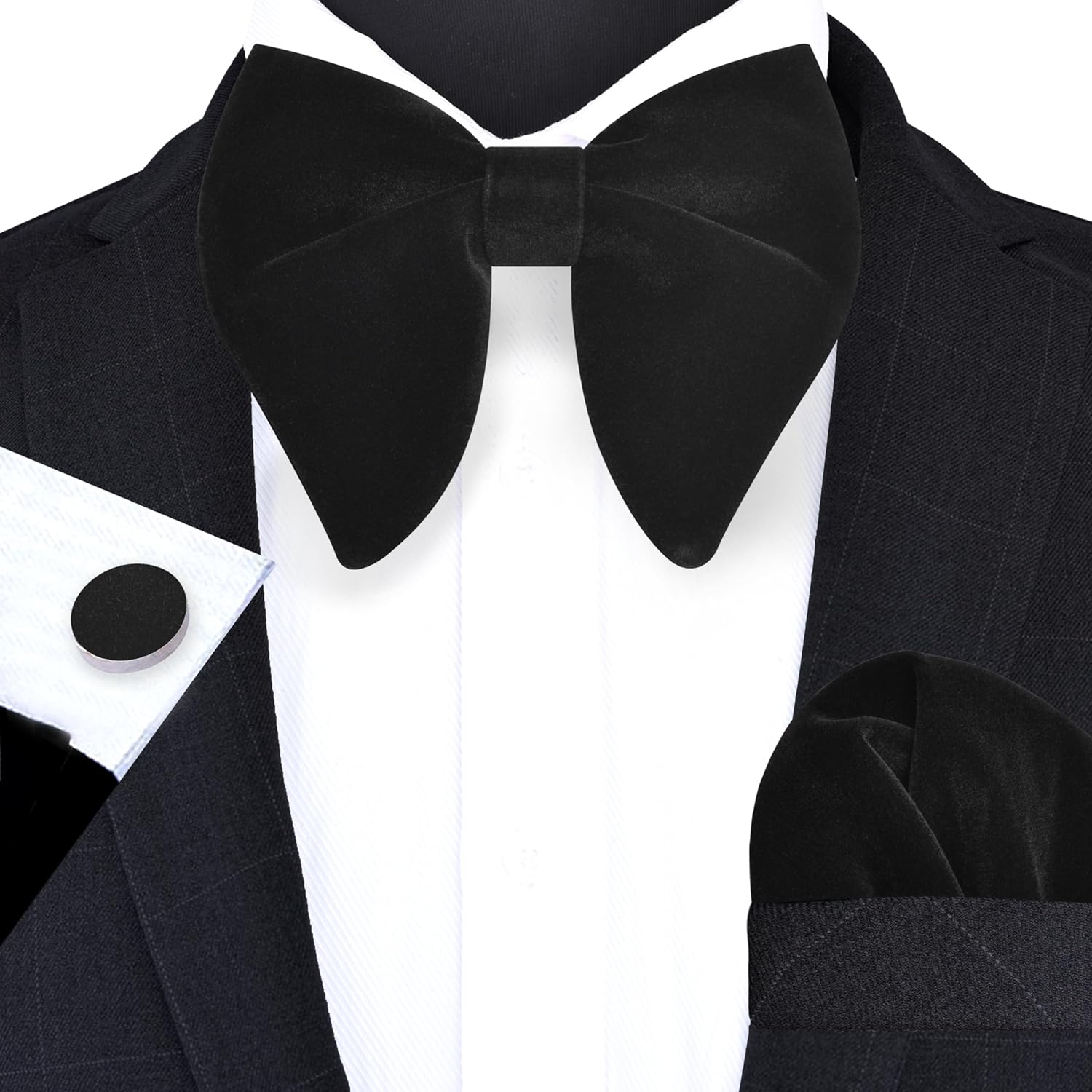 Solid Velvet Pre-tied Bow Tie  - Cufflink Box Set avaliação e preço